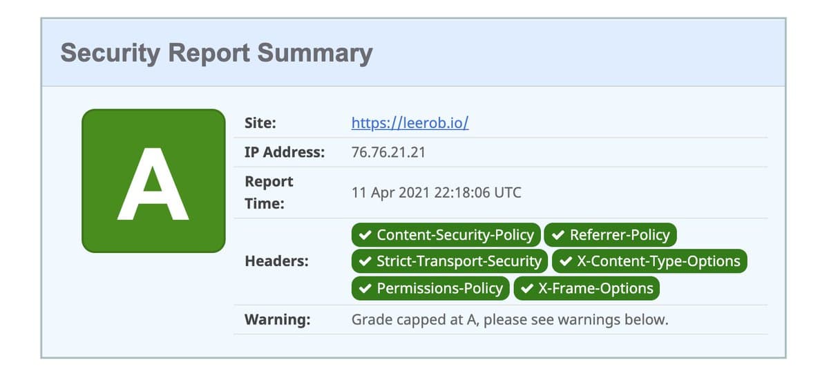 Learned about https://t.co/RAxyJCKWjZ today 🔒

Here's how to take your Next.js site to an A. https://t.co/APq7nxngVw